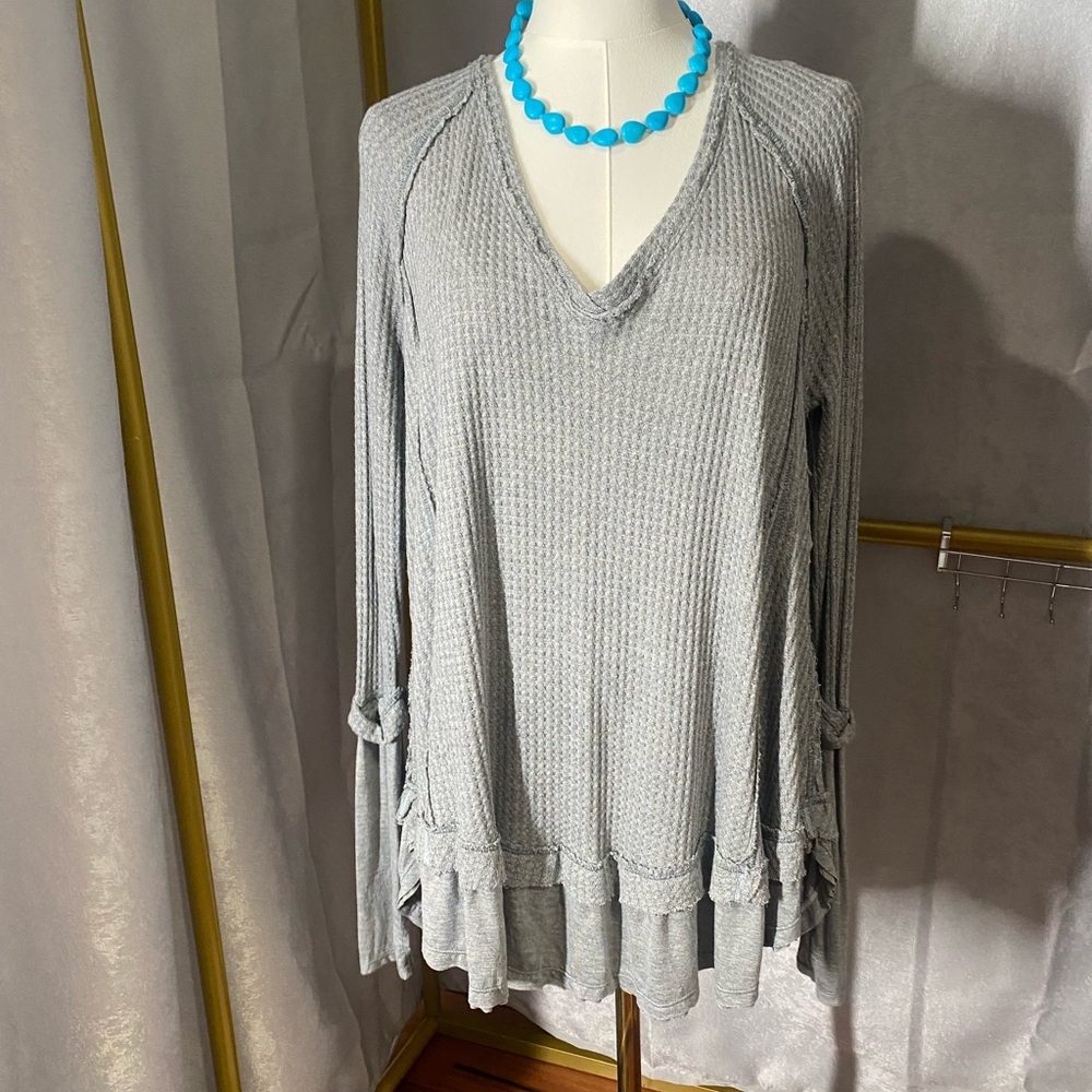 NWT Free People Gray V-Neck Tunic Top